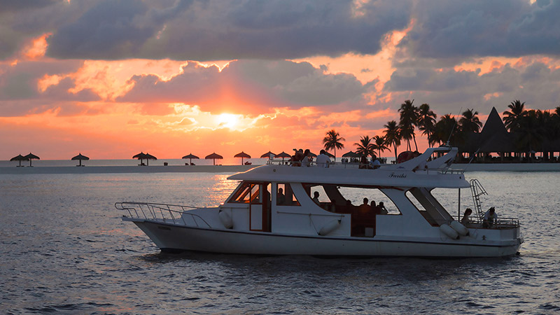 A speed boat cruising